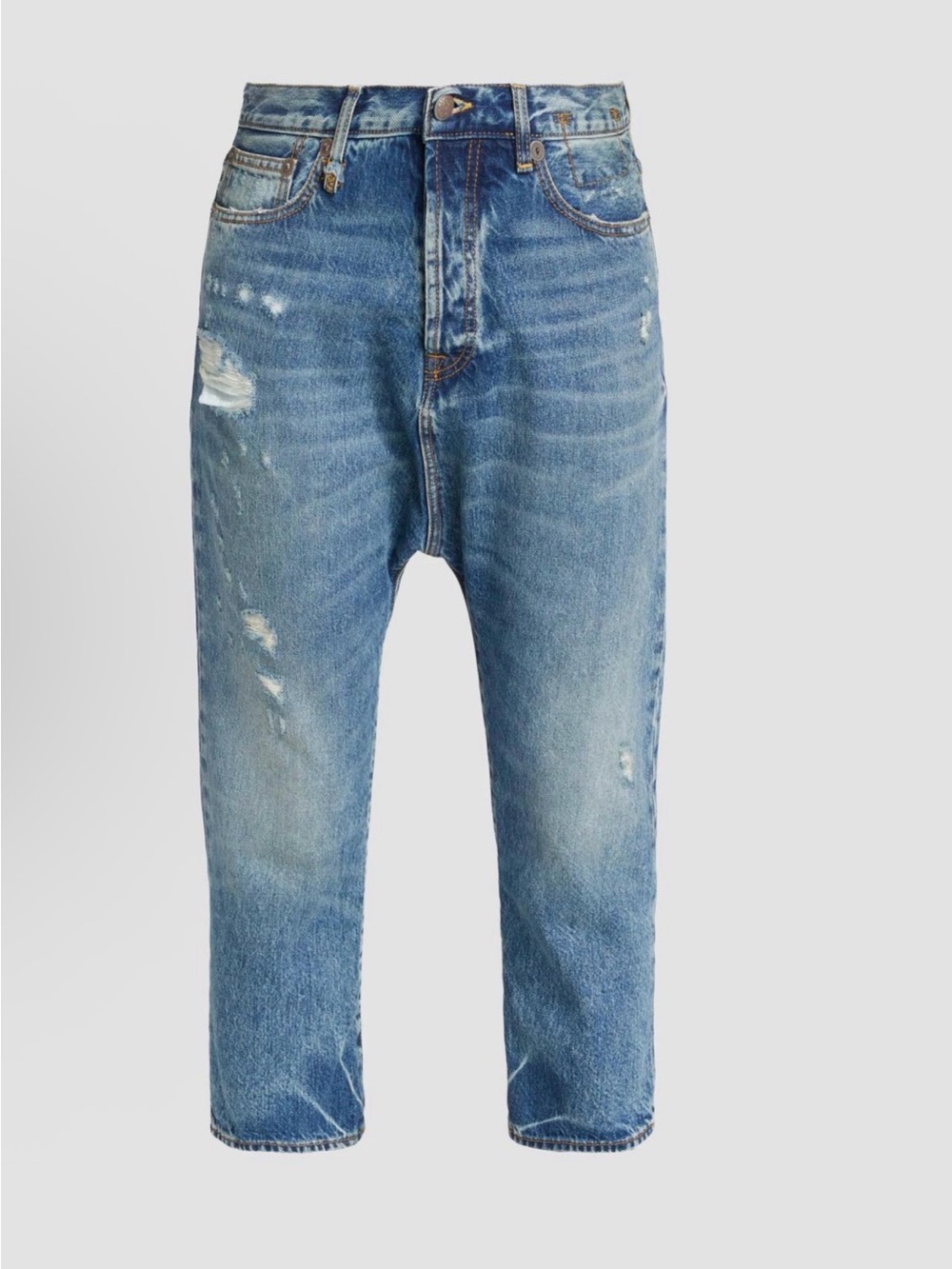 R13 Tailored Drop Denim Jeans - Bain Blue